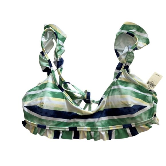 Aerie ruffle scoop bikini top size M printed striped MEDIUM NWT - Picture 4 of 8